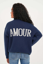 Pull "Amour" marine