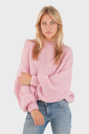 Pull "Gardez-moi au chaud" rose bébé