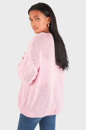 Cardigan "Gardez-moi au chaud" rose bébé